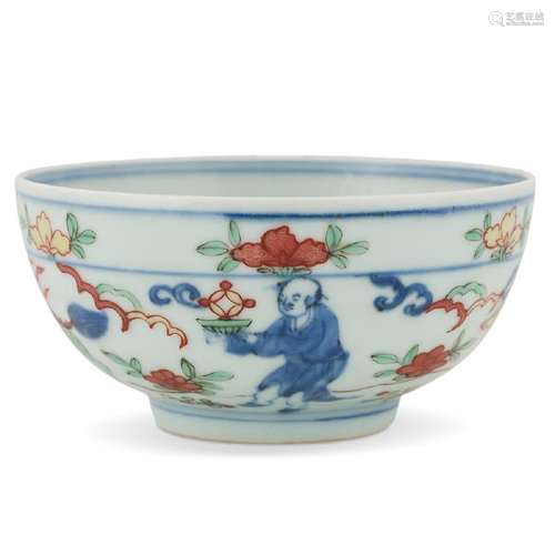 MING WANLI WUCAI FIGURINES PORCELAIN BOWL