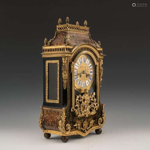 LOUIS XVI-STYLE FAUX BOULLE FIGURAL BRACKET CLOCK