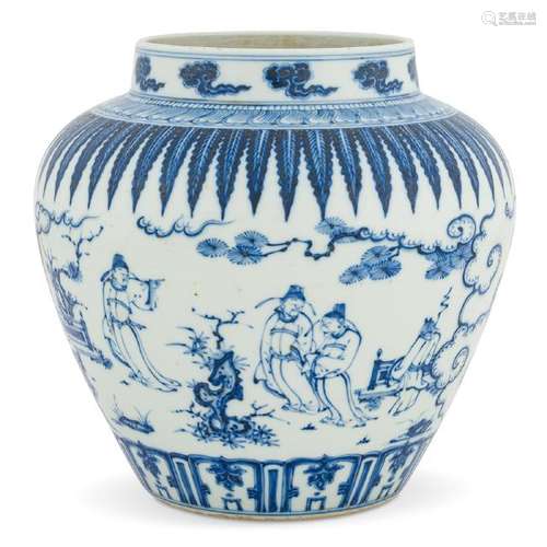 CHENGHUA BLUE & WHITE FIGURINES PORCELAIN JAR