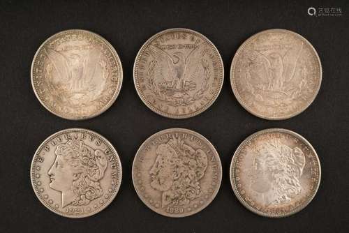 SIX MORGAN SILVER DOLLARS