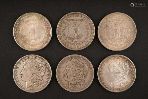 SIX MORGAN SILVER DOLLARS