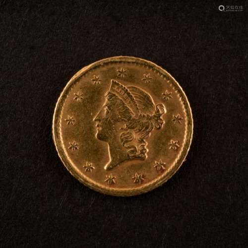 1853 O $1 LIBERTY TYPE 1 GOLD COIN F