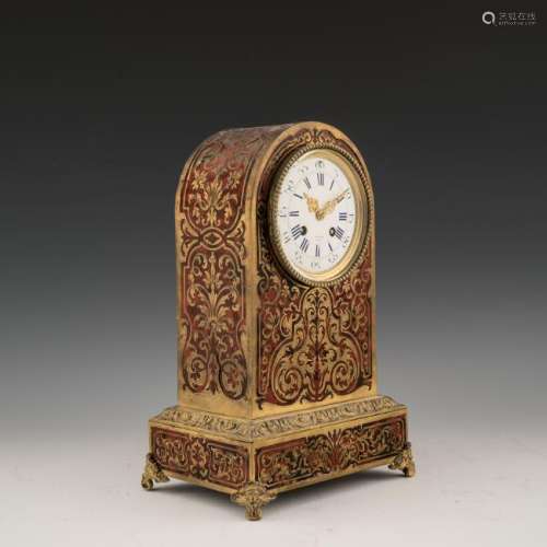 FRENCH BOULLE MARQUETRY CLOCK, HENRY MARC, C. 1850