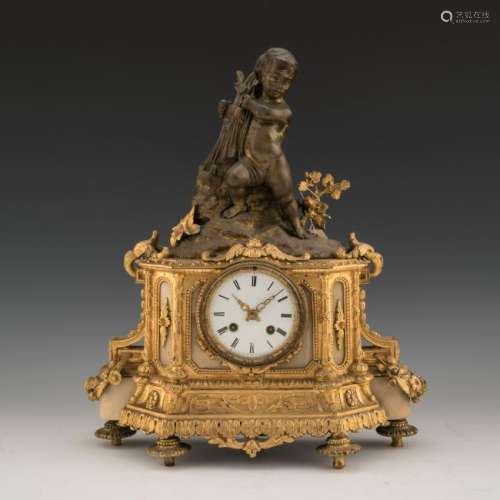 19TH CENTURY LOUIS XVI-STYLE GILT AND PAINTED BRONZE