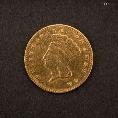 1868 $1 INDIAN PRINCESS HEAD GOLD COIN FINE