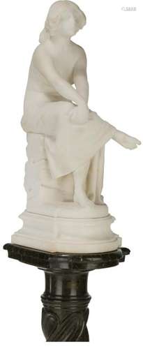 FERDINANDO VICCHI (1875-1945) MARBLE STATUE & PEDESTAL