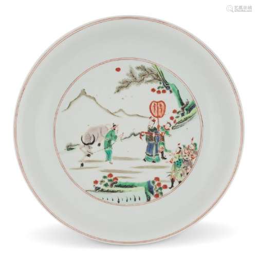 KANGXI WUCAI FIGURIAL PORCELAIN PLATE