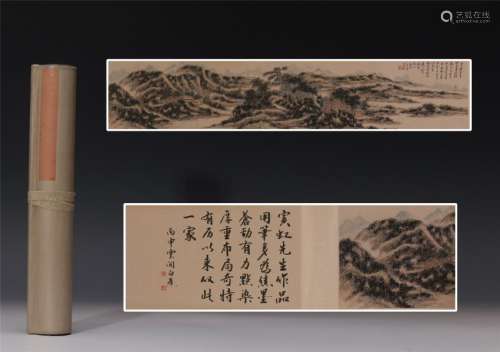 CHINESE HAND SCROLL PAINTING OF MOUNTAIN VIEWS AND
