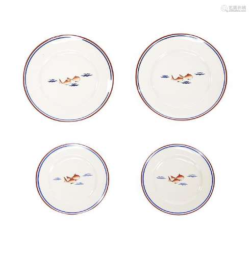 GIO PONTI. Set of twelve large dishes and five dessert