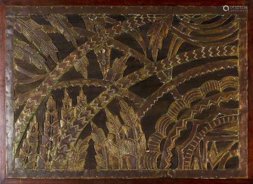 Art DÃ©co panel in openwork and engraved grass of