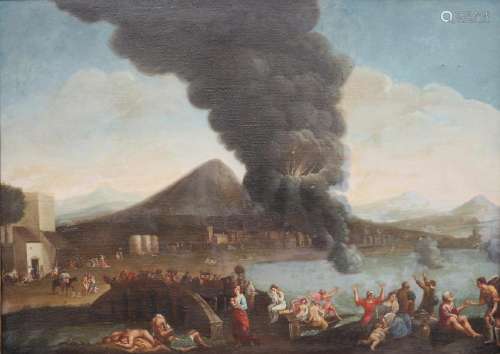 NAPLES SCHOOL, 18TH CENTURY. Eruption of Vesuvius with
