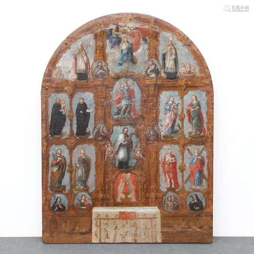 MEXICAN SCHOOL, MID 18TH CENTURY. Altarpiece project