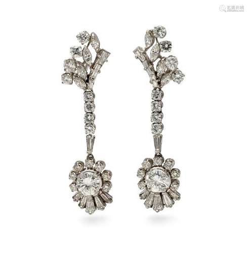 Diamonds earrings, circa 1950.