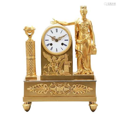 Empire table clock in gilt bronze, first third of the