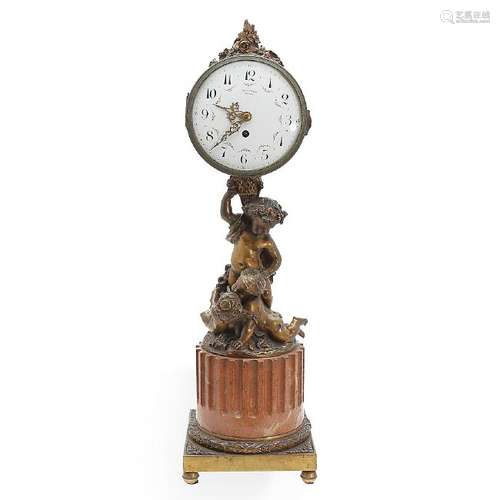 Napoleon III style table clock in gilt bronze and