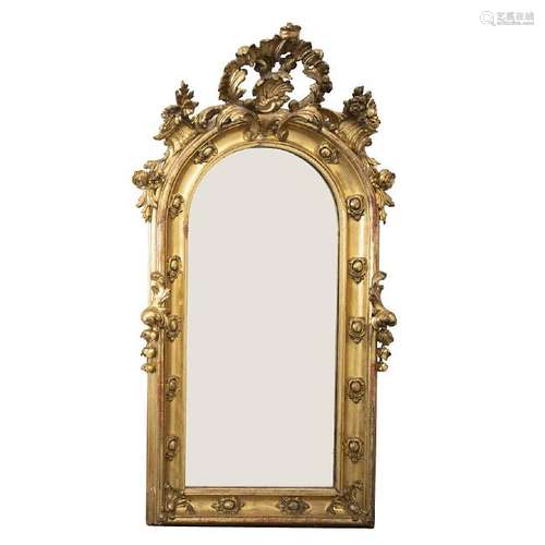 Elizabethan mirror in stucco and gilt wood, second half