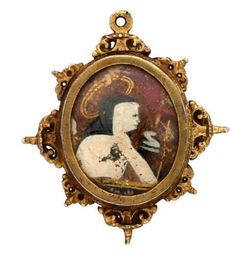 Silver reliquary pendant, 17th Century.
