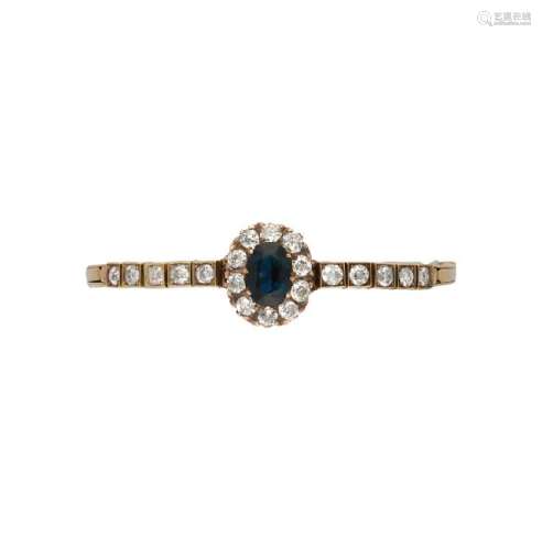 Sapphire bracelet with diamonds border, circa 1950.