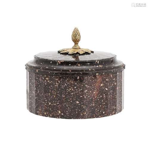 Louis XVI-style pot with lid in Swedish porphyry