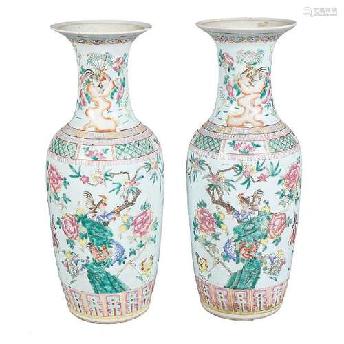 Pair of Chinese vases in Rose Family porcelain, late