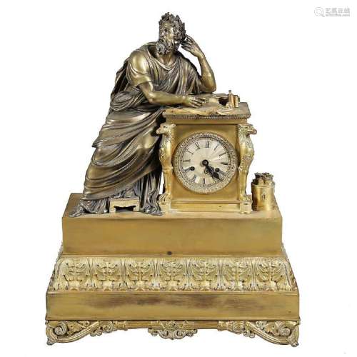 Napoleon III Empire-style table clock in gilt bronze,