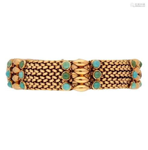 Gold and turquoises bracelet, circa 1960.