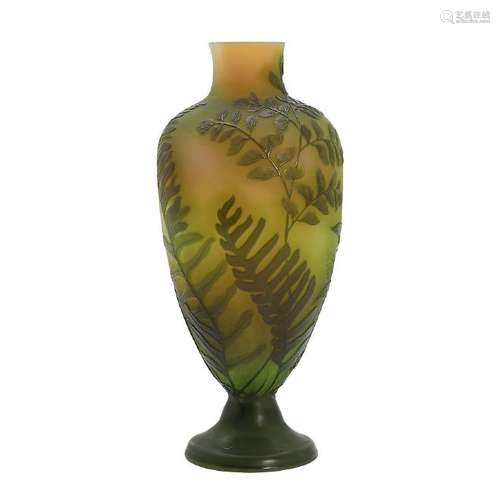 ÃMILE GALLÃ. Vase with ferns in multi-layered