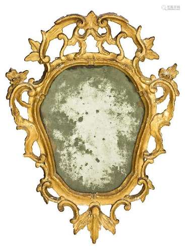 Rococo-style ornamental mirror in carved and gilt wood,