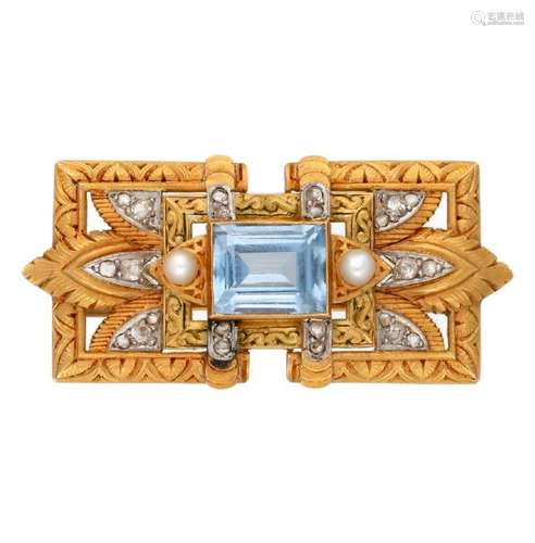 Noucentist gold brooch, circa 1930.