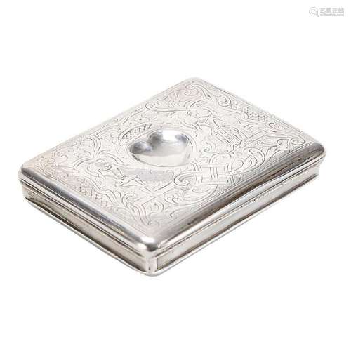 Barcelona snuff box in engraved silver, mid 18th