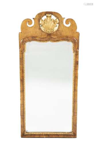 Swedish mirror in walnut and carved and gilt wood,