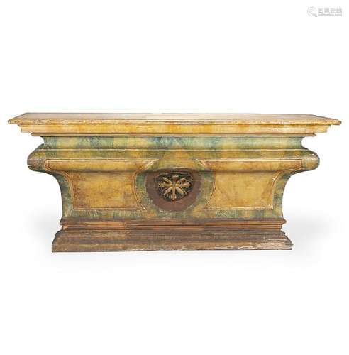 Spanish altar table in marbled and gilt wood, late 18th