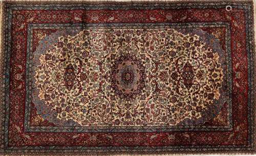 Persian wool and silk carpet, third quarter of the 20th