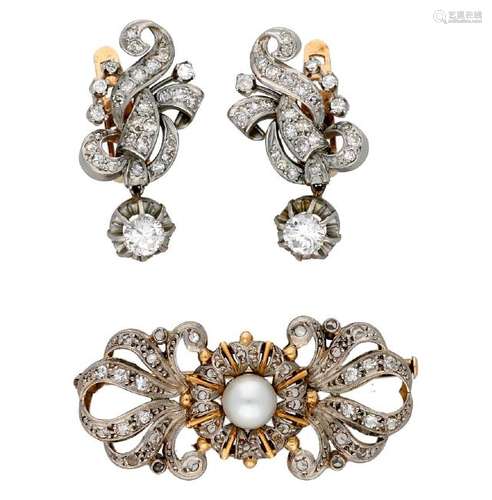 Brooch and earrings, circa 1940.