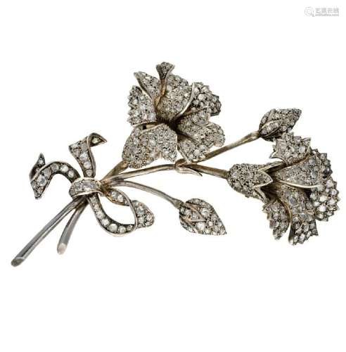 Diamonds floral brooch, late 19th - early 20th Century.