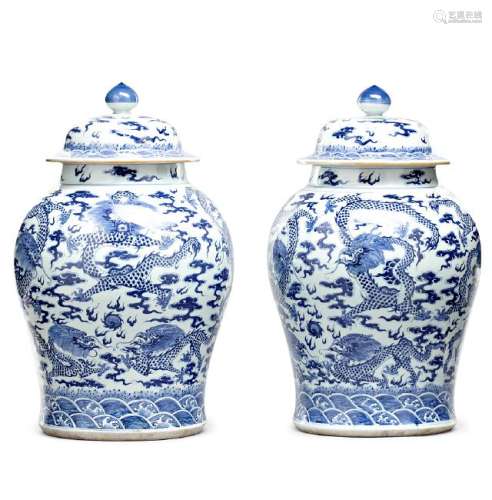Pair of Chinese porcelain jars, first half of the 20th
