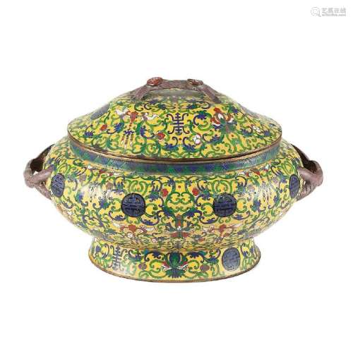 Chinese tureen in cloisonnÃ© enamelled copper, first