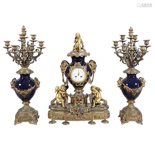 French Napoleon III ornament consisting of a clock and