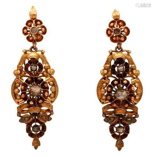 Elizabethan diamonds earrings, 19th Century.