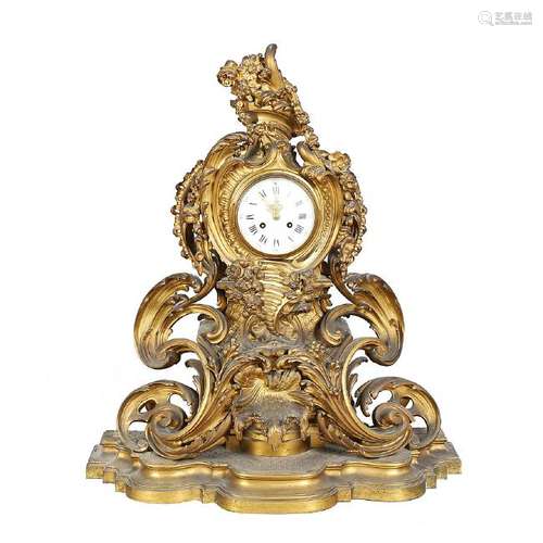 French Napoleon III table clock of Louis XV style in