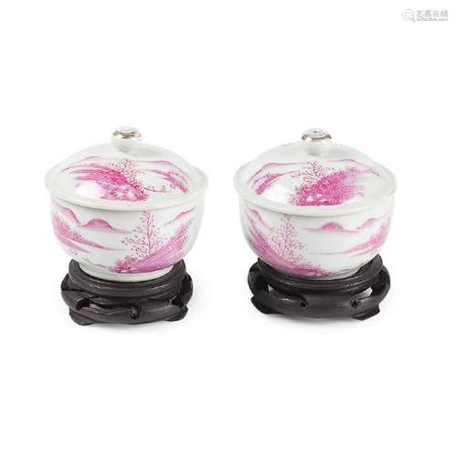 Pair of Chinese lidded jars in porcelain, probably of