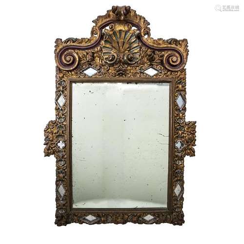 Large Spanish mirror with Baroque-style frame in