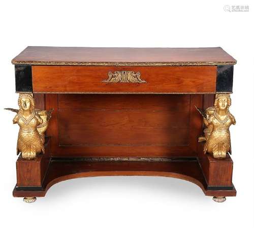 Ferdinand console in mahogany and carved and gilt wood,