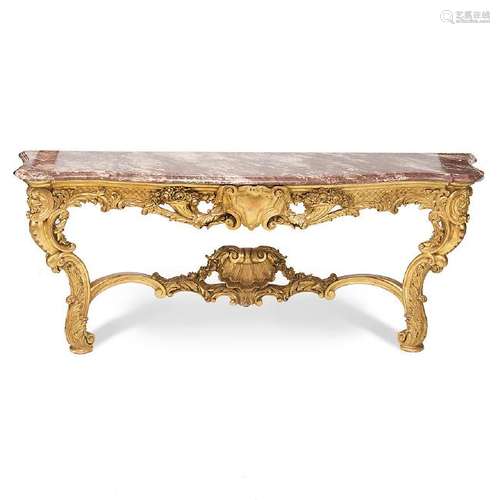 Large French Napoleon III console in carved and gilt