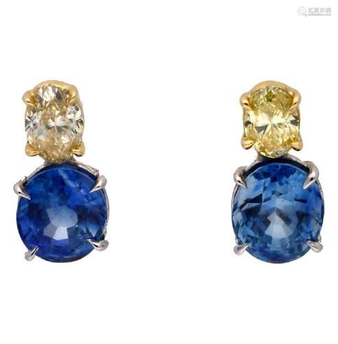 Diamonds and sapphires earrings.