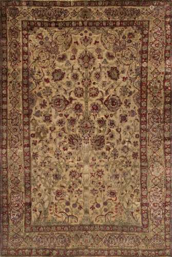 Persian silk and wool carpet with the tree of life,