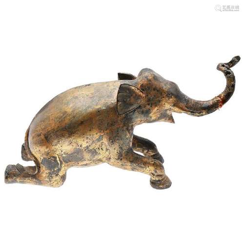 CHINESE SCHOOL, LATE 19TH CENTURY. Elephant. Gilt