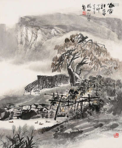 郭  榮 山家秋意 (1946-2009) 丁卯(1987年) 立軸 設色紙本