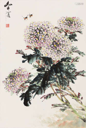 房介復 繡球花 (1928-1999)  立軸 設色紙本