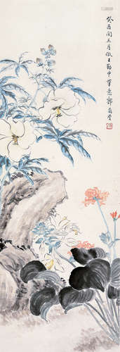 郭蘭慶 花卉 (1900-1946) 癸酉(1933年) 立軸 設色紙本